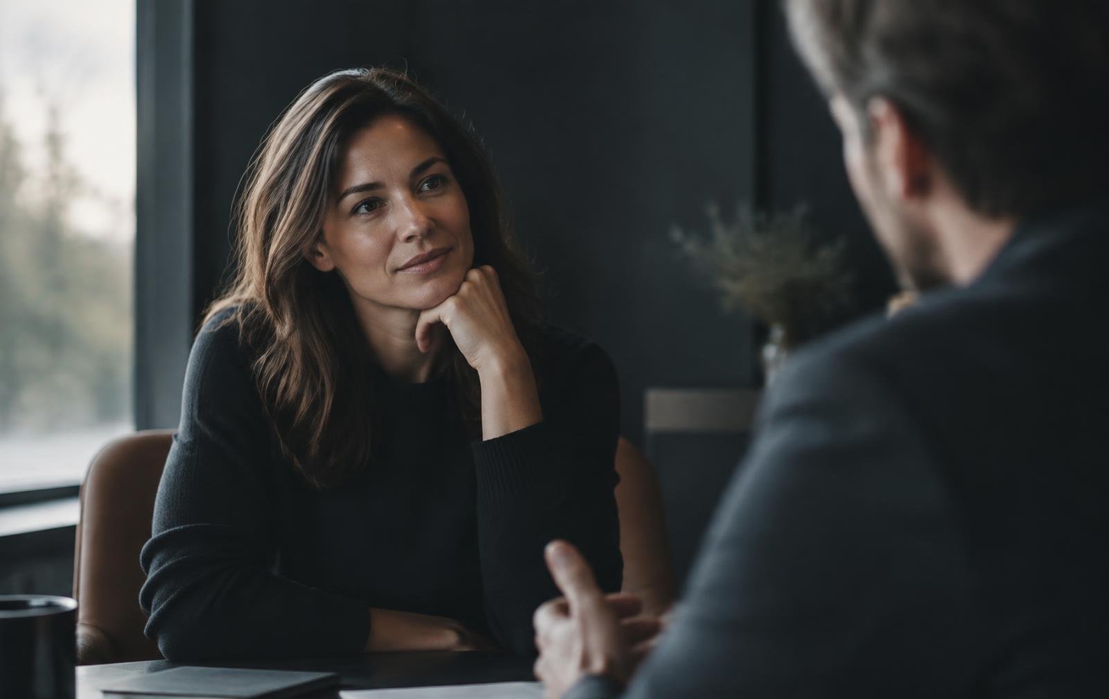 A leader listening attentively during a focused conversation